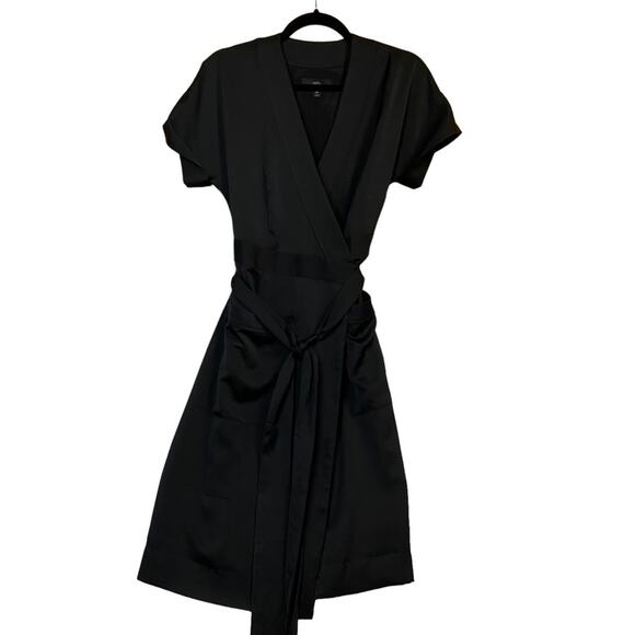 J. Crew Black Sheath Midi Dress with Tie Front - Picture 2 of 12